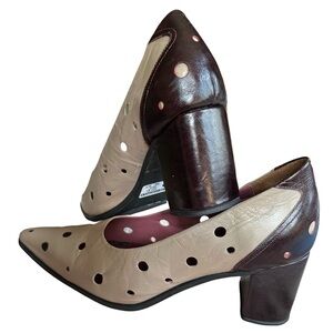 Elegant Two-Tone Leather Heels